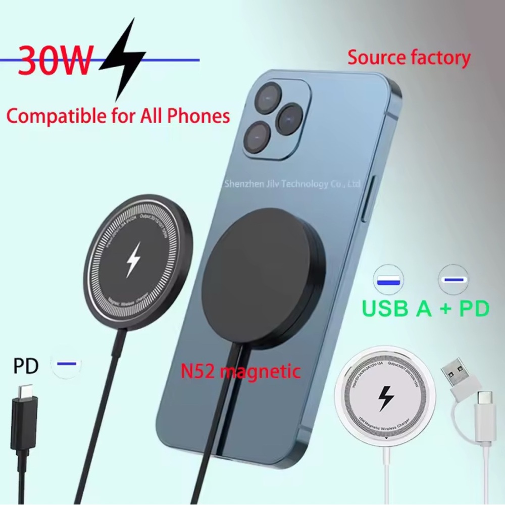 Magnetic Wireless Charger for All Phones - Black
